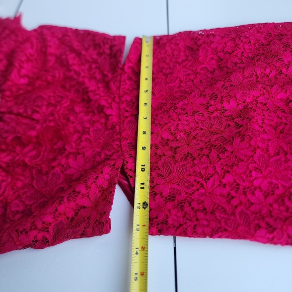 Express Lace Side Cutout Ruffle Dress  Gorgeous Hot Pink Women's Off Shoulders S - Picture 13 of 16